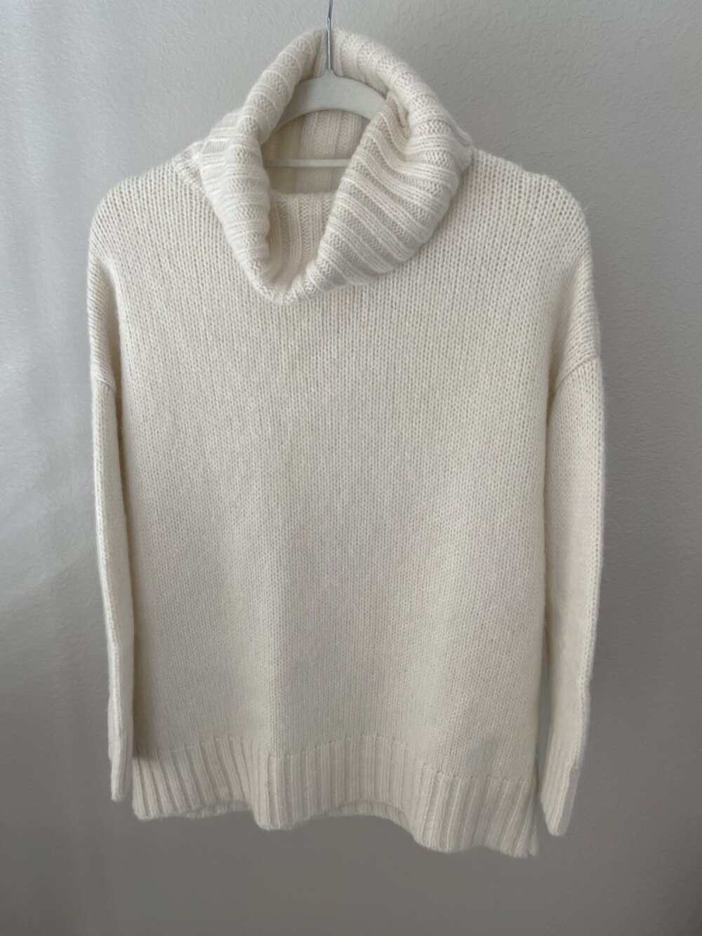 JENNI KAYNE IVORY ALPACA COCOON TURTLENECK SEATER SIZE XXS